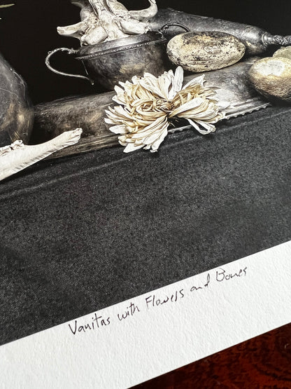 Neal Auch, Vanitas with Flowers and Bones - Signed Print